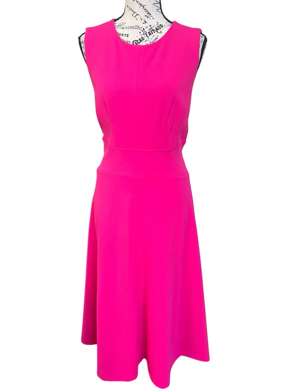 DKNY Sleeveless A-Line Dress in Vibrant Fuchsia
